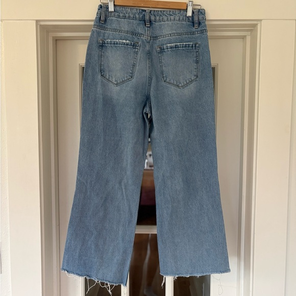 Altar'd State Blue Distressed Wide Leg Jeans - Picture 7 of 8